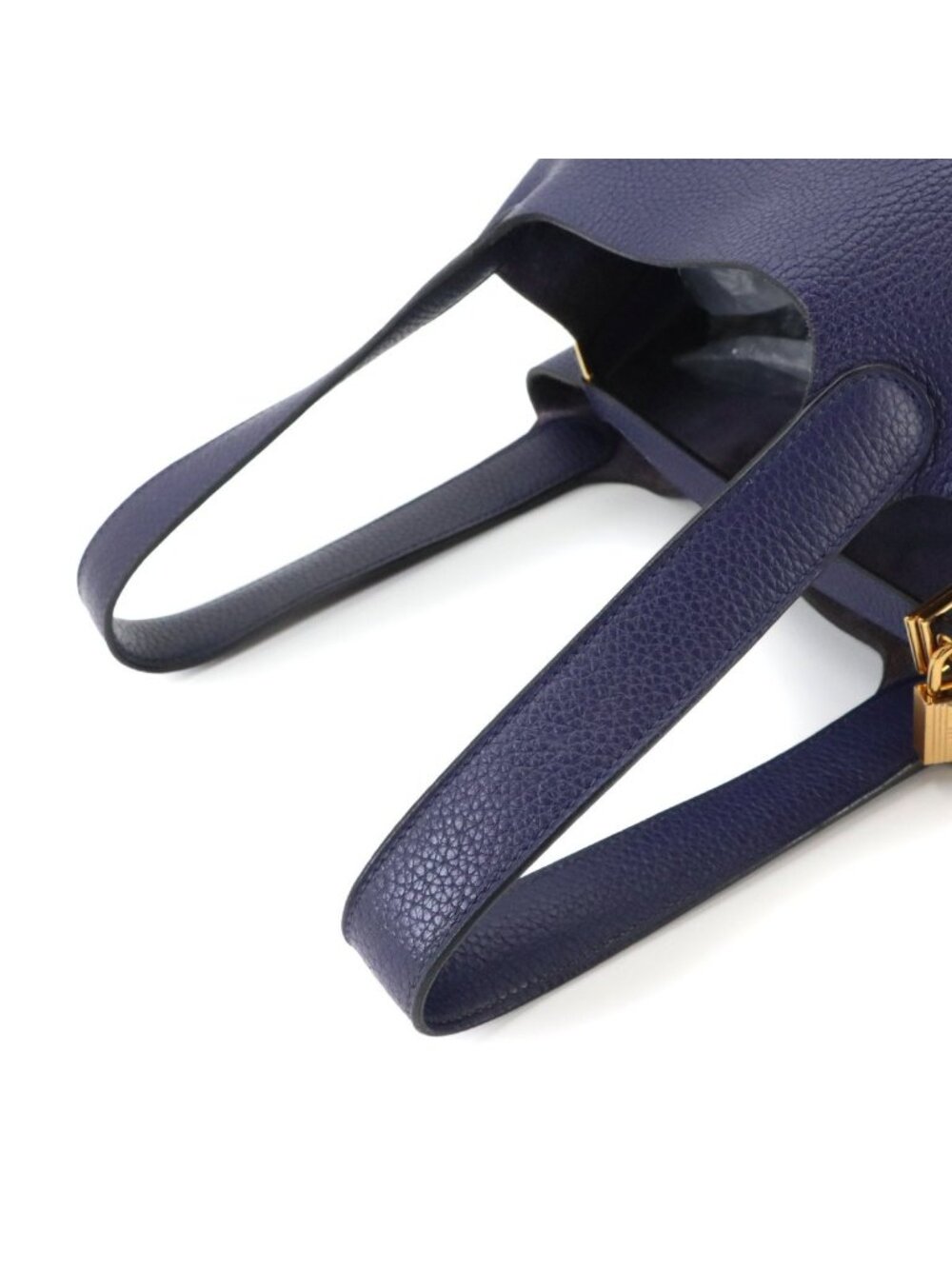 Hermes Picotin Lock Hand Bag Taurillon Clemence Blue Gold - Picture 5 of 9